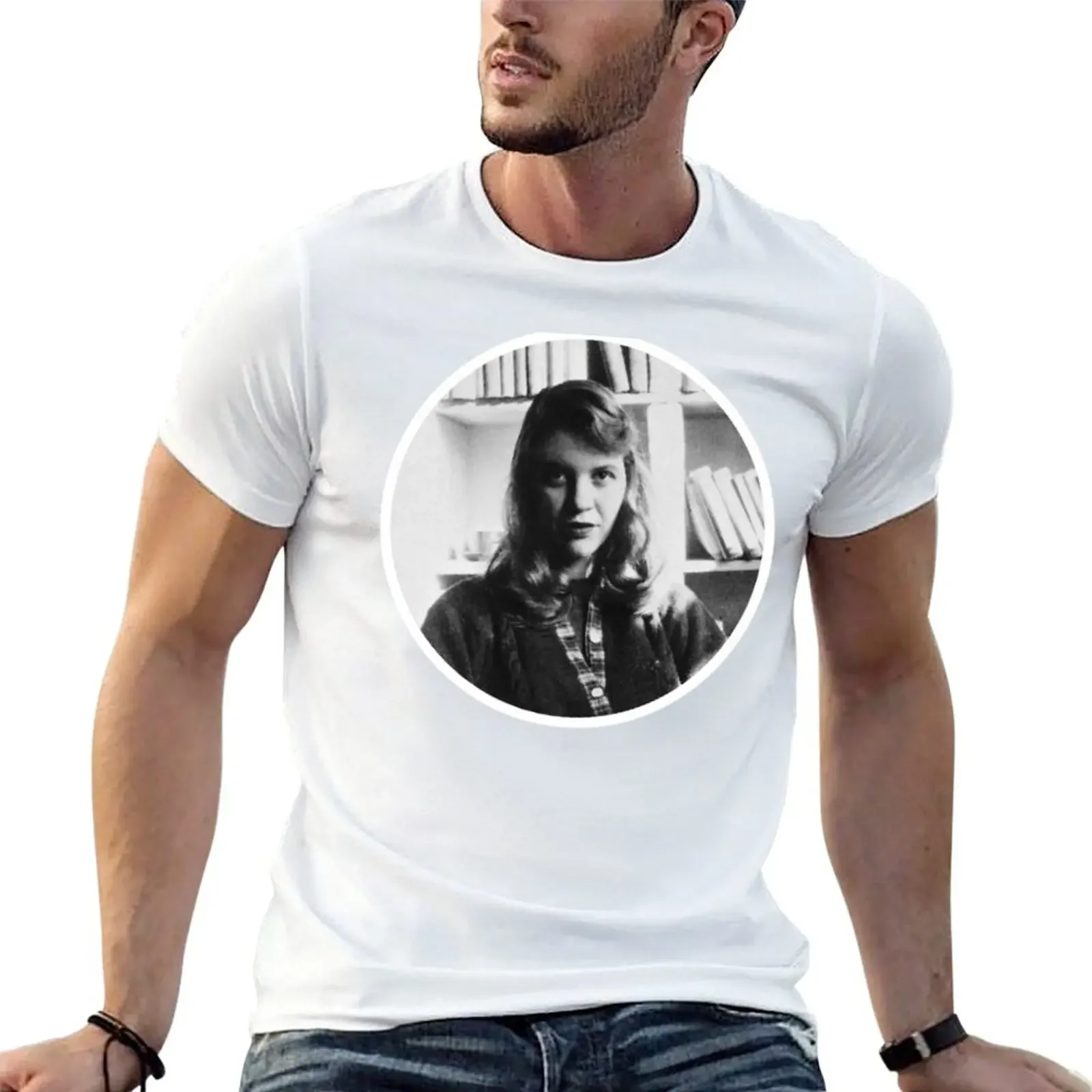 Sylvia Plath T-Shirt blue archive korean fashion designer shirts plus sizes shirts men graphic