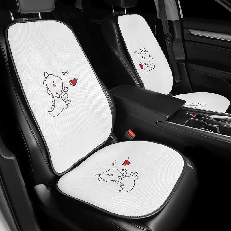 Car Cushion Summer Cooler Cushion Headrest Cartoon Embroidery Car Seat Cushion Single Piece Four Seasons Universal Car Cushion