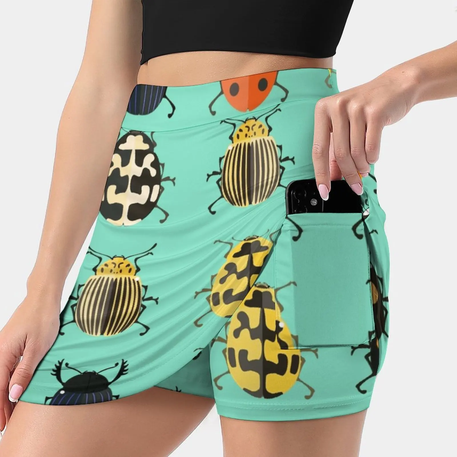 

Insects. Women's skirt Y2K Summer Clothes 2022 Kpop Style Trouser Skirt With Pocket Bug Colorado Ladybird Scarab Insect Flat