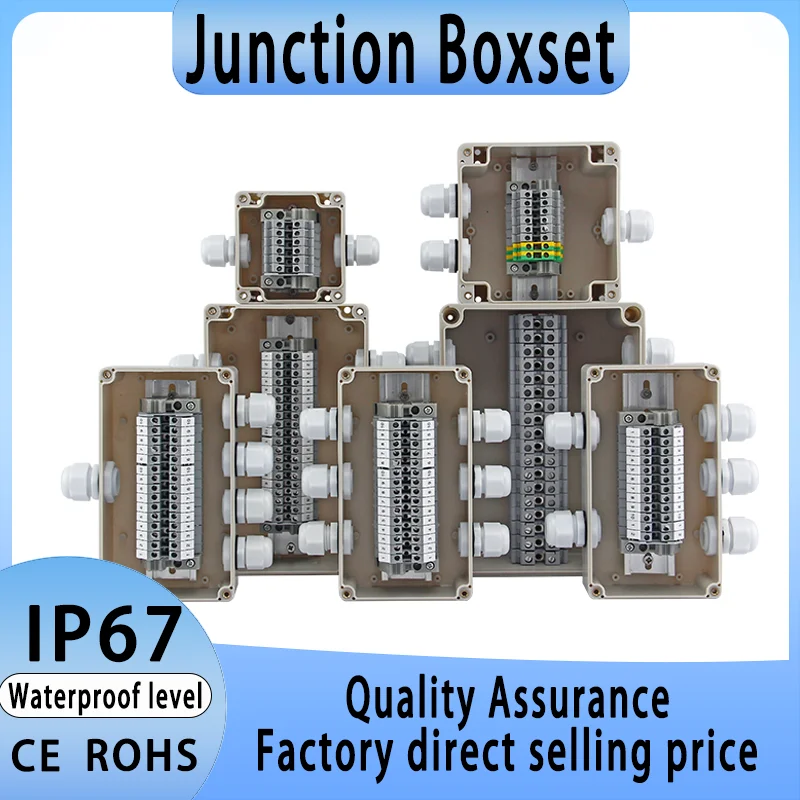 Outdoor Waterproof Junction Box With Terminal TB Set Plastic Junction Box Cable Threading Box Outdoor Power Junction Box