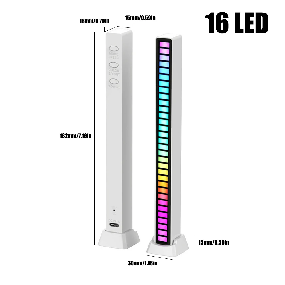 RGB LED Strip Light Music Sound Control Pickup Rhythm Ambient Lamp Atmosphere Night Lights For Bar Car Room TV Gaming Decoration