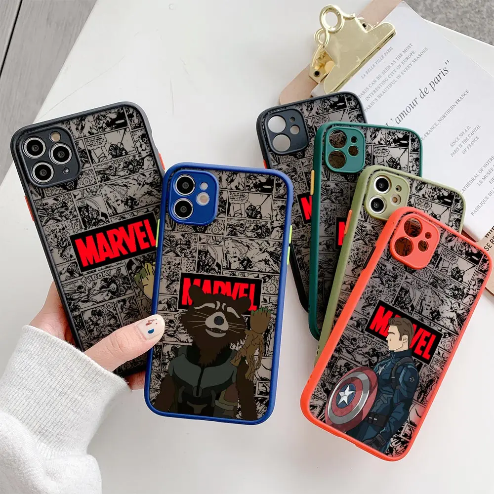 Faceless Marvel Groot Rocket Phone Case For Apple iPhone 14 15 Plus 11 13 Pro Max 12 Mini XS XR 7 8 15 Frosted Translucent Cover