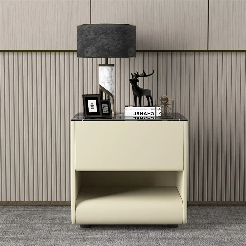 Creative Stylish Mirrored Tall Bedside Table Elegant Refined Functional White Bedside Table Mesa Cabeceira Household Furniture
