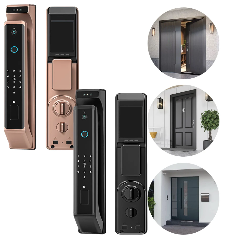 Face Fingerprint Smart Door Locks with Camera Multiple Unlocking 3D Facial Recognition Fingerprint Biometric Smart Locks