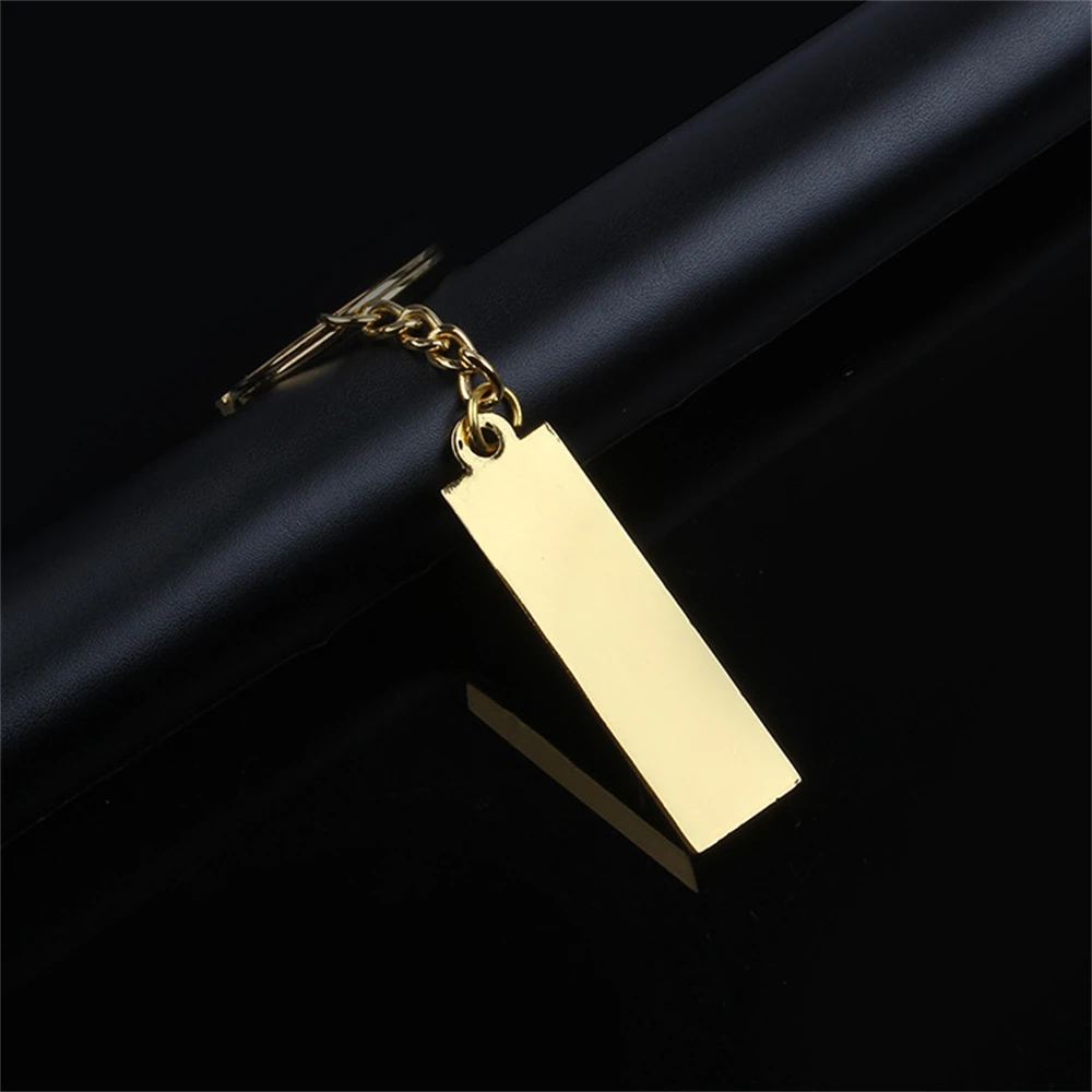 Creative Luxury Gold Bar Keychain Retro Mini Alloy Solid Color Rectangular Key Ring Bag Pendant Car Key Holder Jewelry Gift