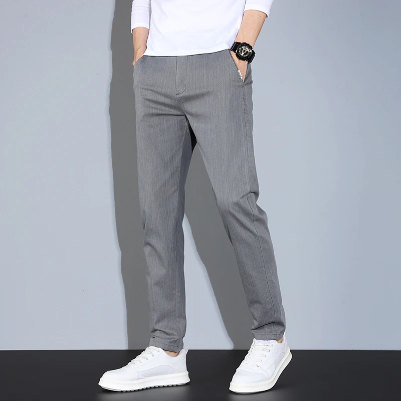 Men New Designer Classic Office Business Pants Male Elastic Thin Cotton Cultivate One\'s Moral Character Straight Formal Trouser