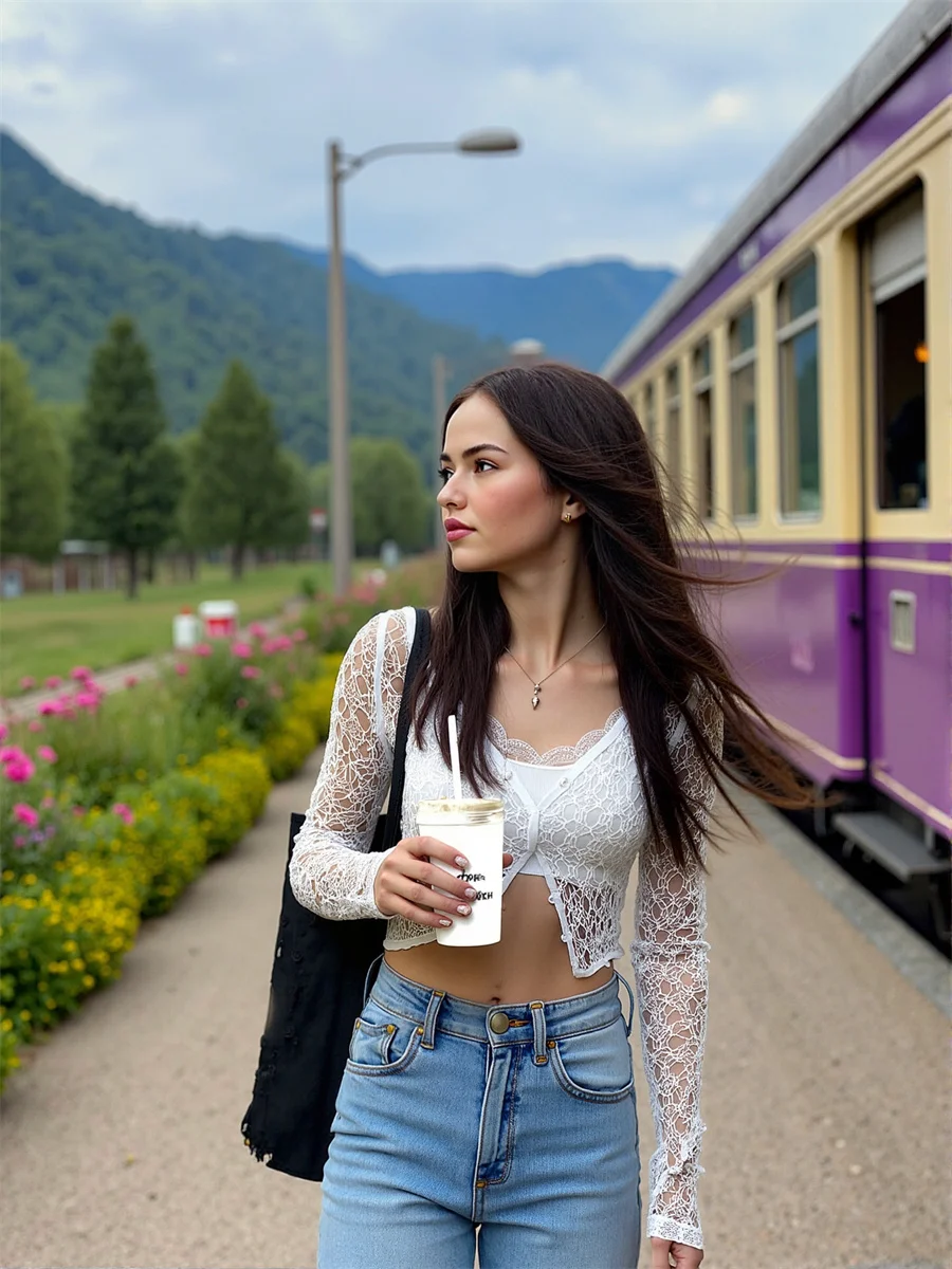 

Crochet White Woman Lady Shirts With Bow Half Button Up Design Front Casual Simple Basic Minimalist Fashion Female Work Office