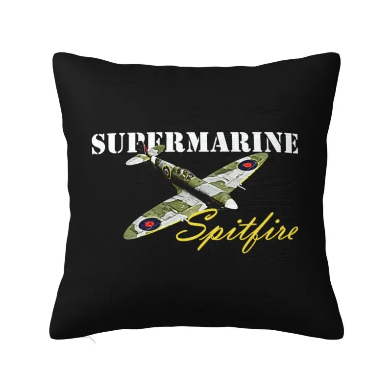 Custom Supermarine Spitfires Raf Pillow Case 45x45cm Fighter Plane WW2 War Pilot Aircraft Airplane Cushions Cover Square