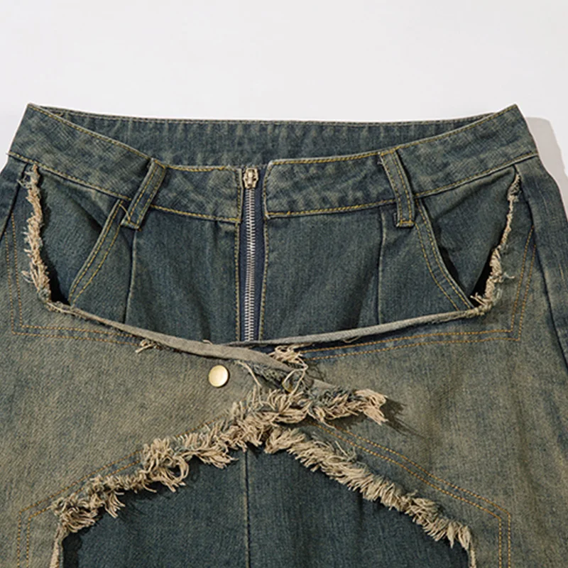 UPRAKF Stars Aesthetic Jeans Y2K Vintage Streetwear Trousers Wide Leg Grunge Denim Pants Fashion