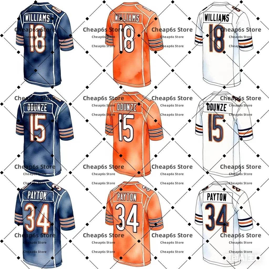 

High Quality Stitched Chicago American Football Jersey Caleb Williams Rome Odunze Payton Football Shirts