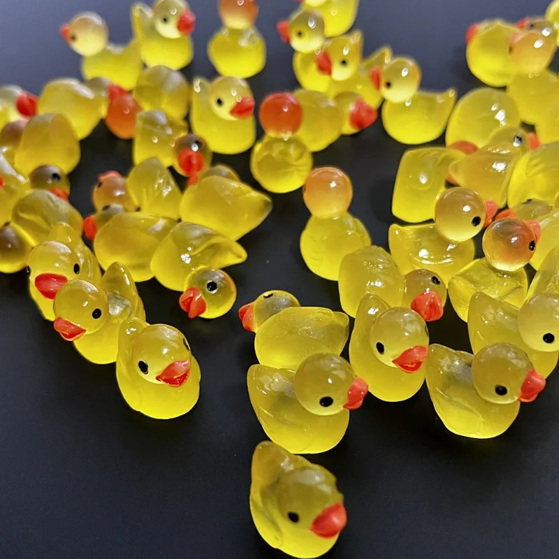 Mini pato amarelo pato luminoso, brinquedo luminoso, miniatura, fada, jardim, decoração de paisagem, 50 pcs