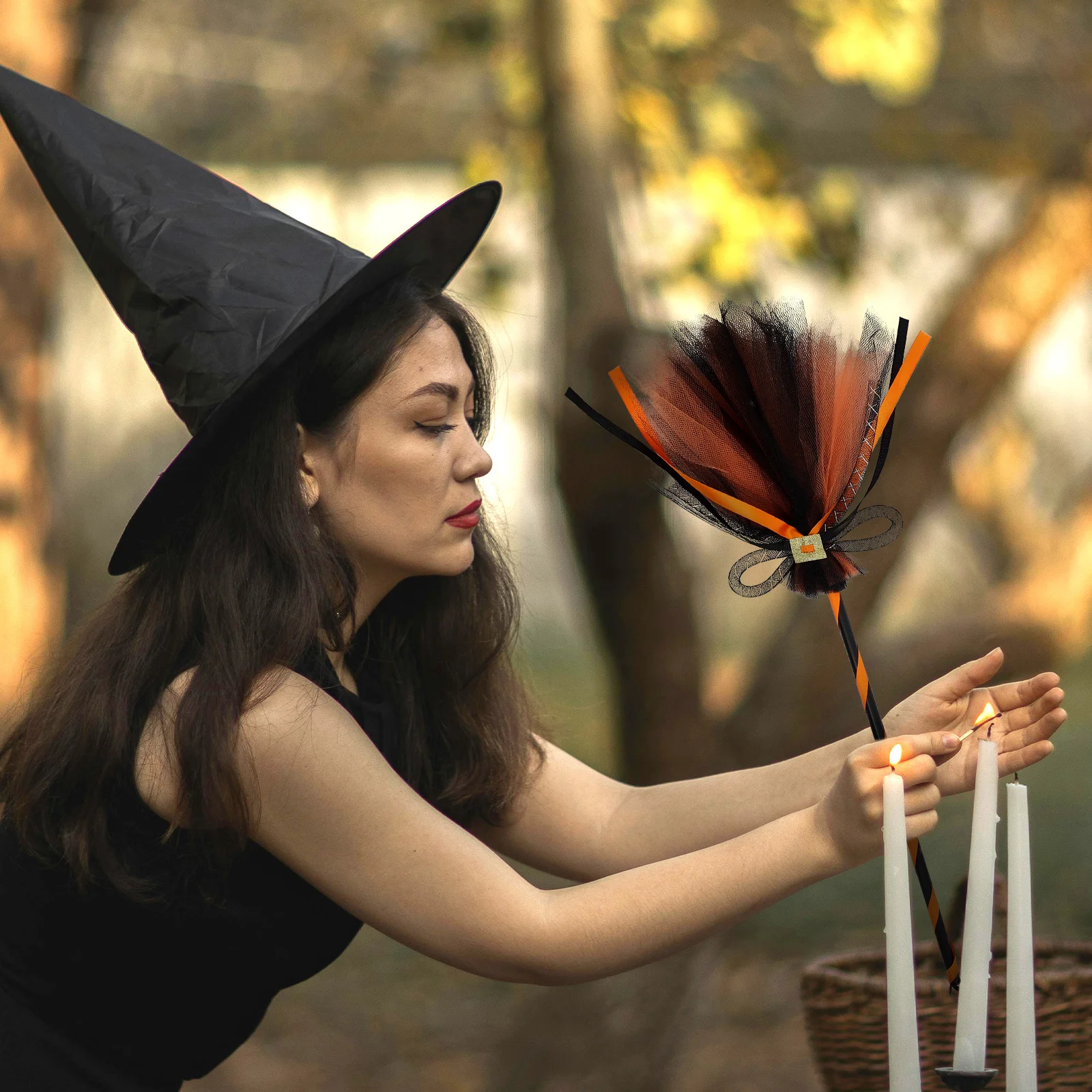 Halloween Witch Broom Decor Cosplay Party Accessory Lightweight Besom For Kids Costume Decoration Halloween Prop