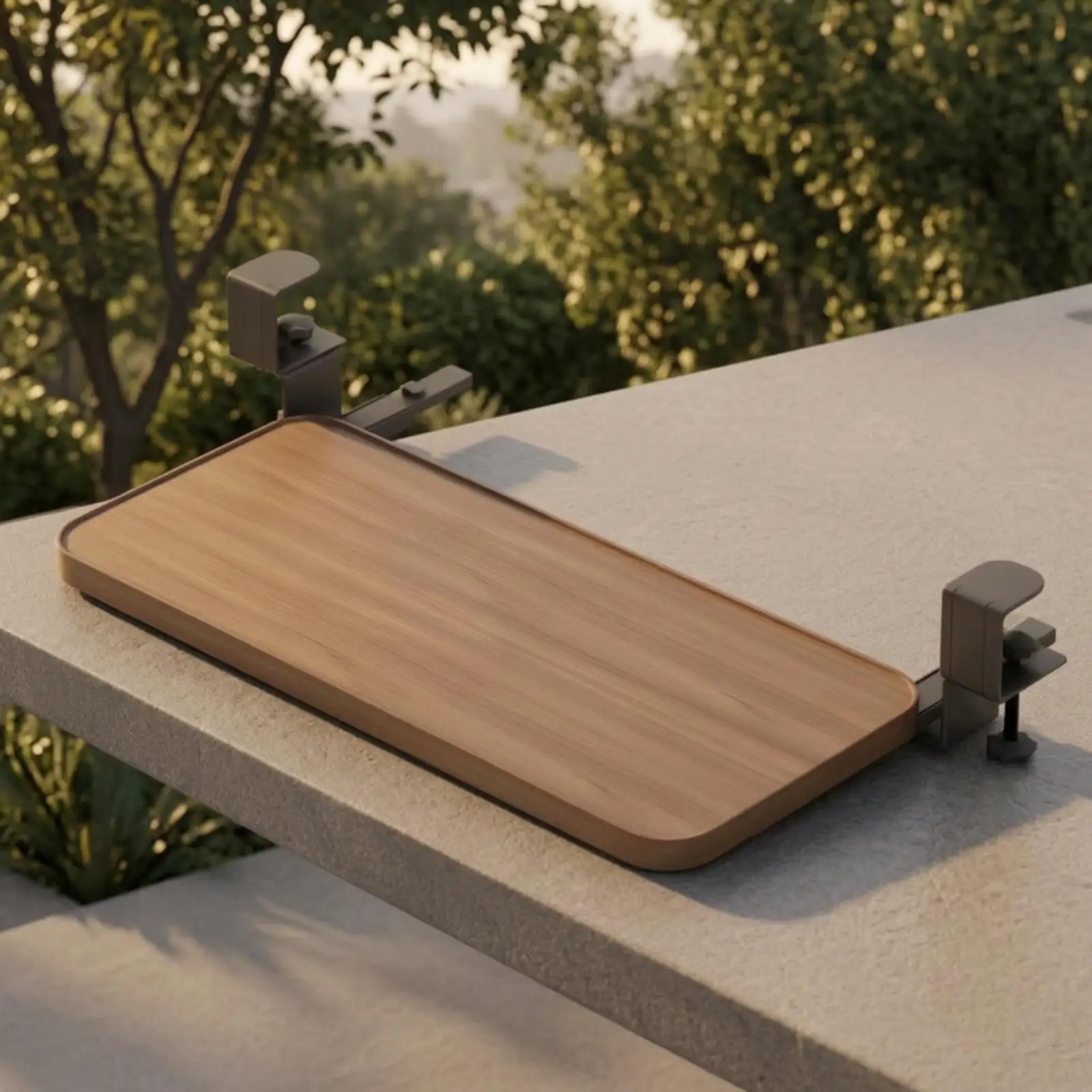 Sliding Desk Extension Board Under Desk Mount Tray for Keyboard Mouse Carbon Steel Wood Grain Workspace Organizer