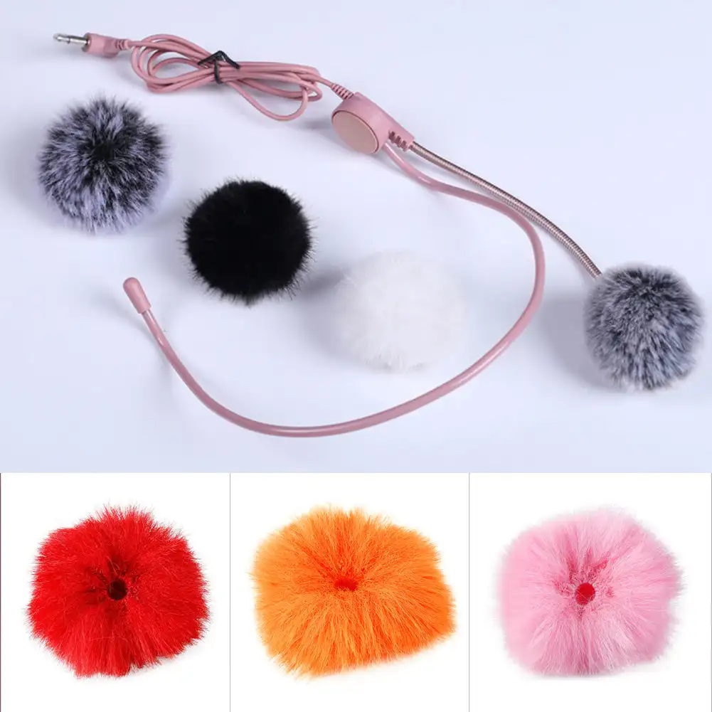 Plush Microphone Cover Windscreen Fluffy Artificial Fur Sleeve Compatible for Little Bee Mic Collar Clip Wheat Reduce Noise