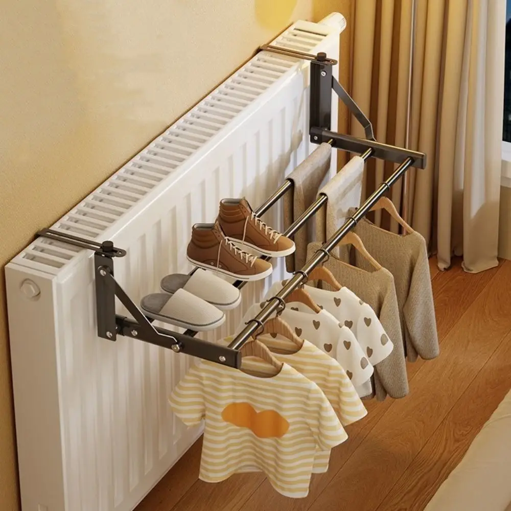 

Carbon Steel Radiator Drying Rack Wall Mounted Folding Clothes Drying Rack Space Saving Retractable Radiator Cloth Airer