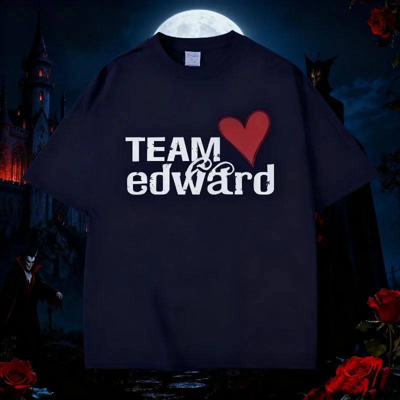 2025 الصيف جاكوب ترتدي فريق إدوارد نفس النمط 100% القطن تي شيرت مطبوع الشفق المشجعين الملابس خمر الرجال عادية المتضخم