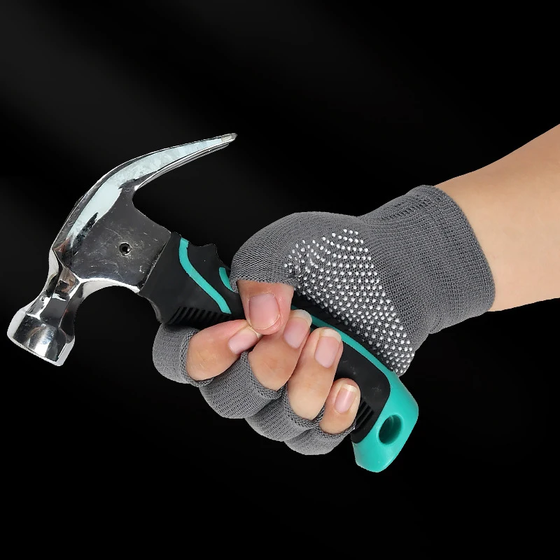 6pairs Gloves Thin Labor Protection Wear-Resistant Nylon Work Breathable Glue Non-Slip Packing Work Mold Handling Outdoor Riding