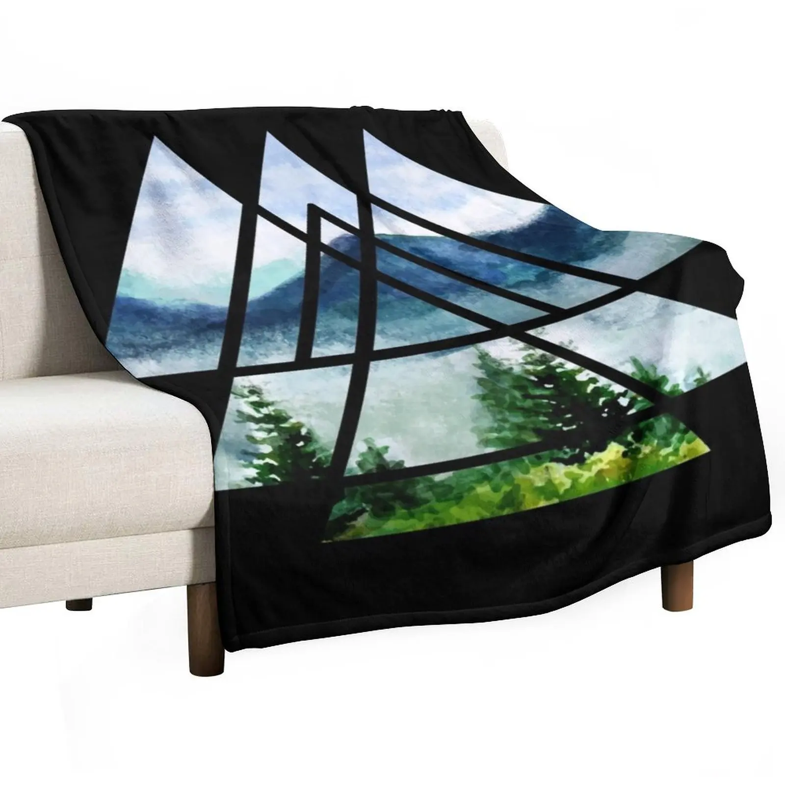 

Sacred Geometry Triangles - Watercolor Landscape Throw Blanket Furrys blankets and throws Blankets