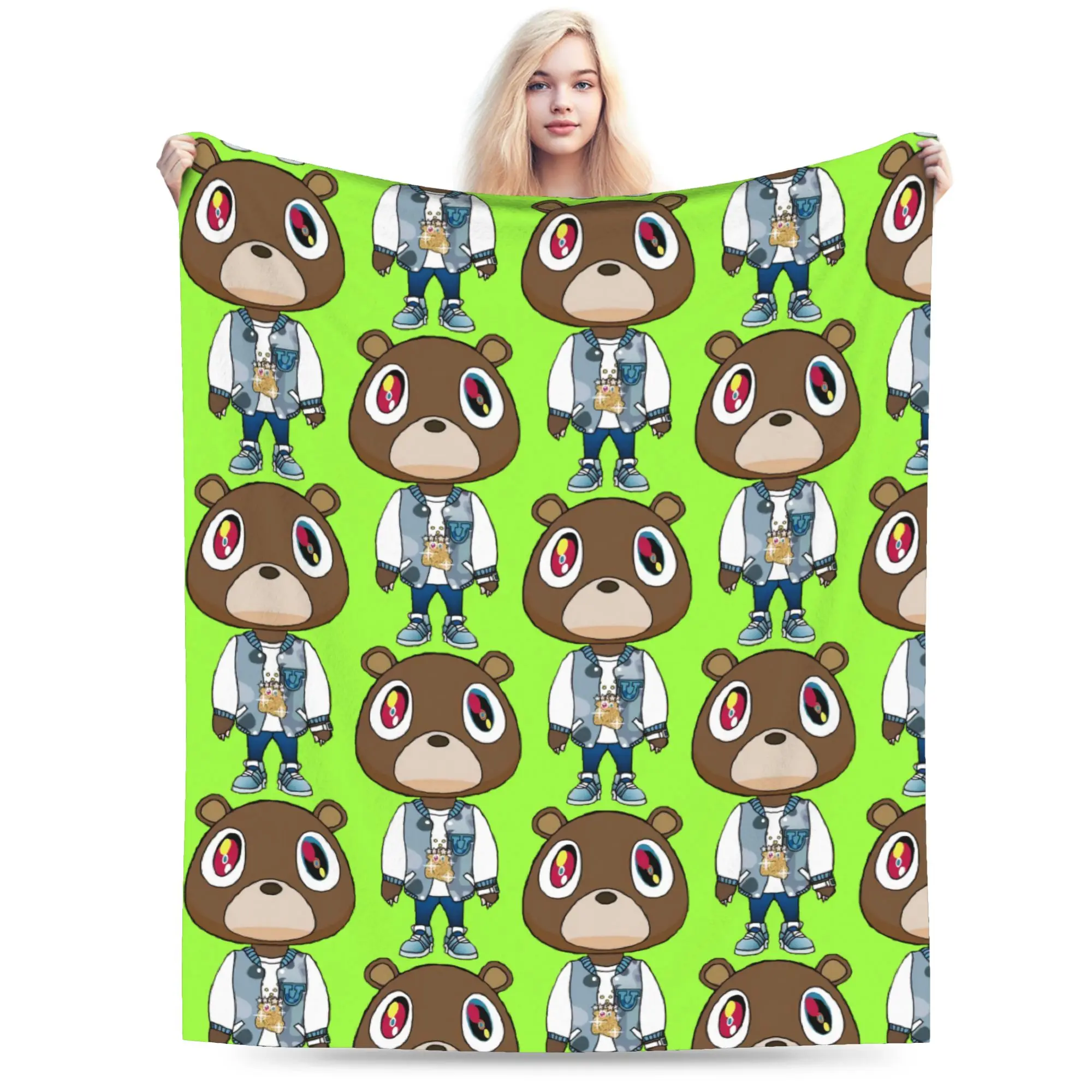 Custom Kanye West Bear Blanket 3D Print Soft Flannel Fleece Warm  Throw Blankets for Home Bed Couch Bedspreads