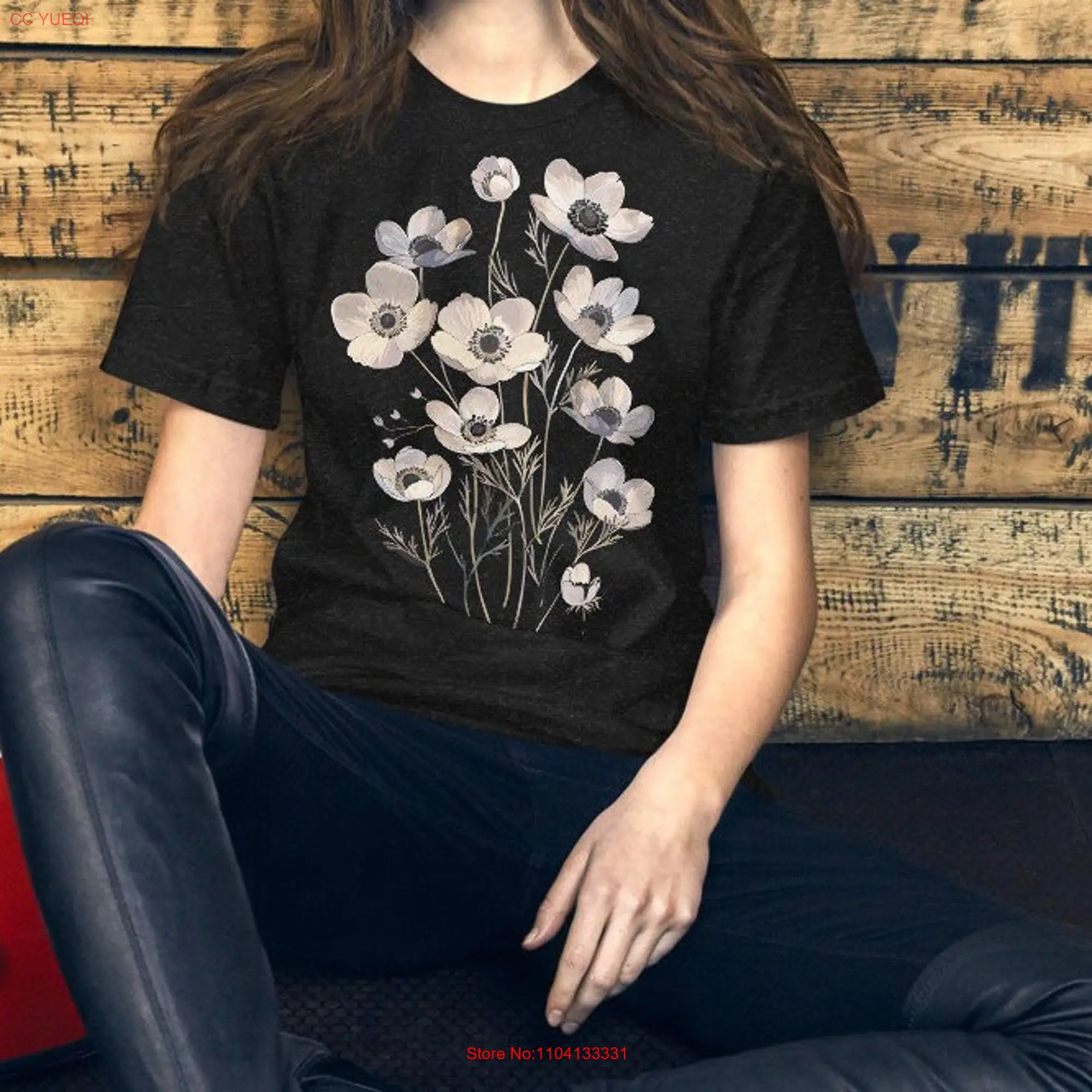 Anemone Flower T shirt Pressed Floral Cottagecore Botanical Vintage Wildflower Girlfriend gift long or short sleeves