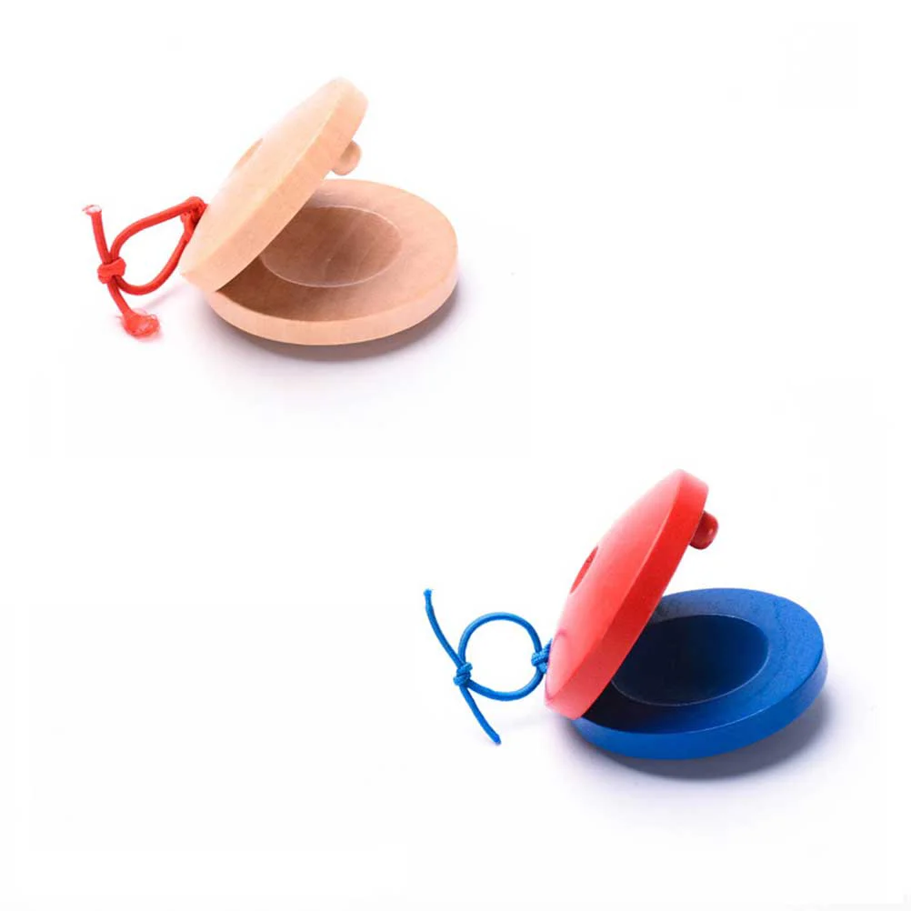 4 Pcs Instruments Musical Wooden Castanet Children Toys Finger Castanets Early Education