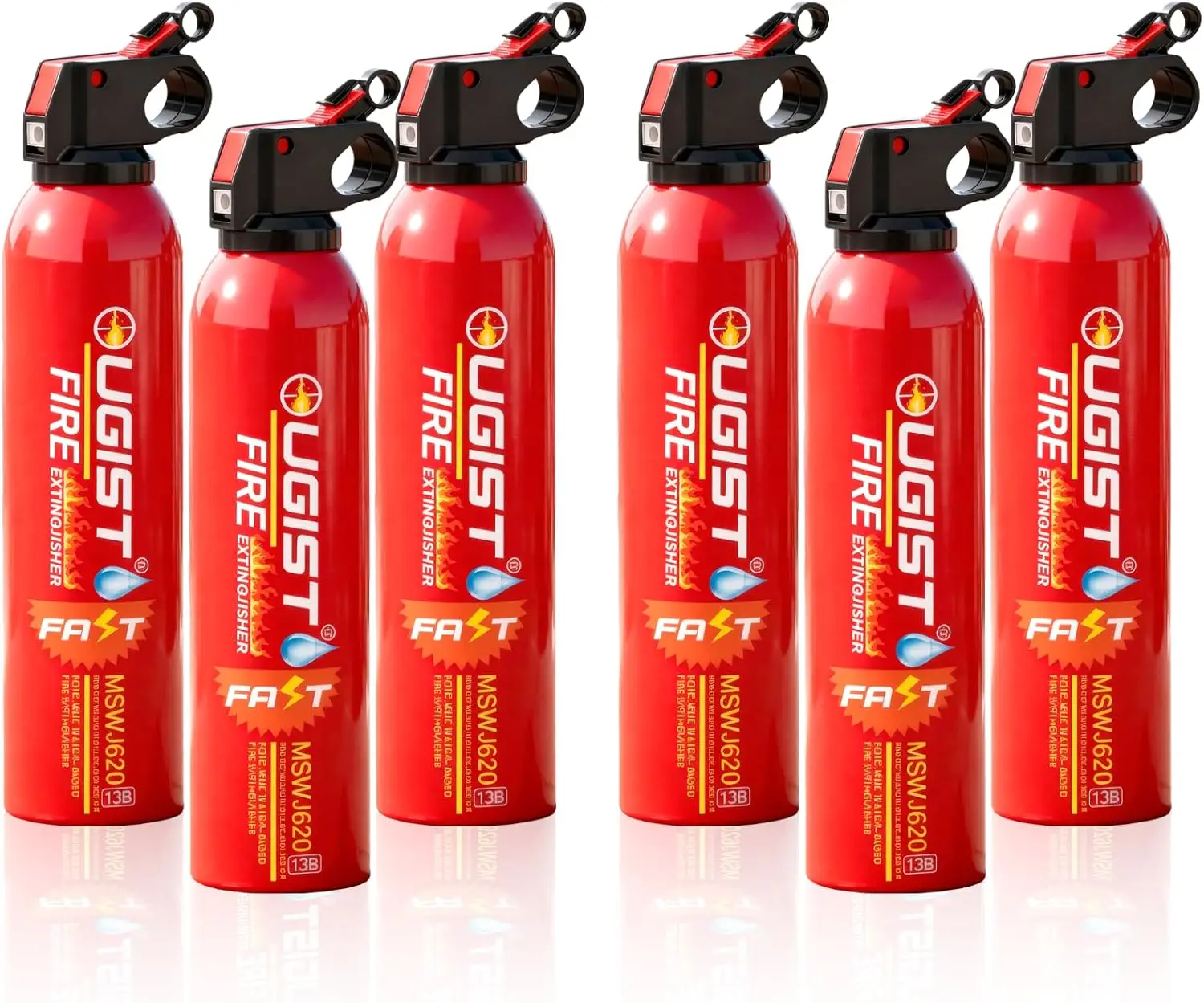 

Small Portable Fire Extinguisher, 21oz Each, 6-Pack for Home Kitchen Vehicle Camping Emergency