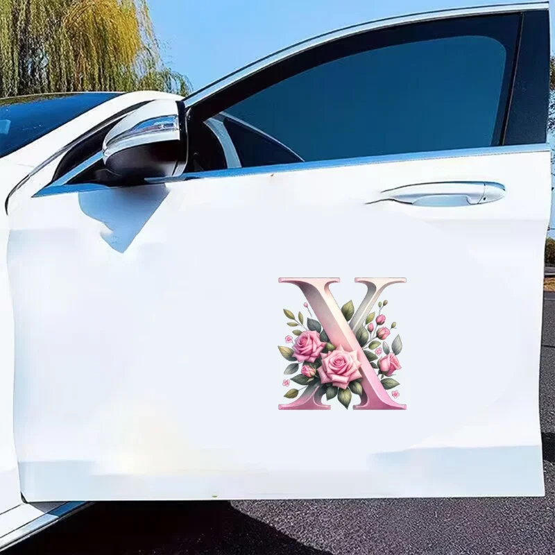 Adhesive stickers, pink floral calligraphy art, party decorations, home walls, computer and car stickers