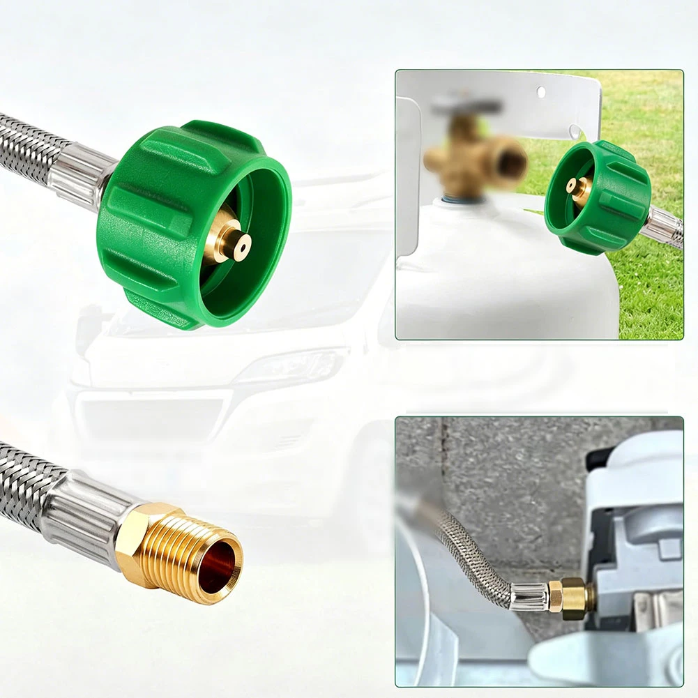 2 Pack RV Propane Pigtail Hoses Designed for 20 lb and 40 lb Tanks with Color Coded Pressure Gauge for Safe Gas Monitoring