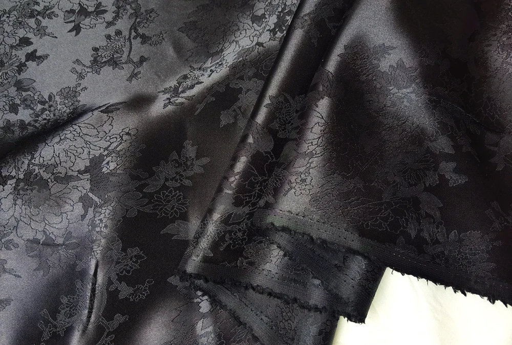 1 Meter x 1,48 Meter eleganter, naturweißer Jacquard-Satin-Stoff aus weichem Polyester für Schal, Kimono, Futter – Detail 19