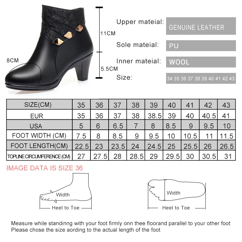 AIYUQI Women\'s Winter Boots 2024 New Genuine Leather Dress Women Boots Fashion Mid-heel Wool Warm Women\'s Ankle Boots