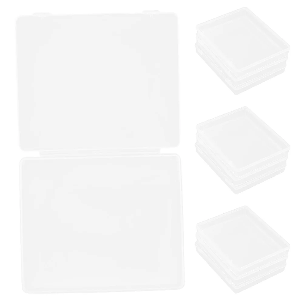 

10Pcs Transparent Plastic Storage Box Rectangle Small Bead Containers Clear Hinged Lid Organizer for Jewelry Coin Trinkets