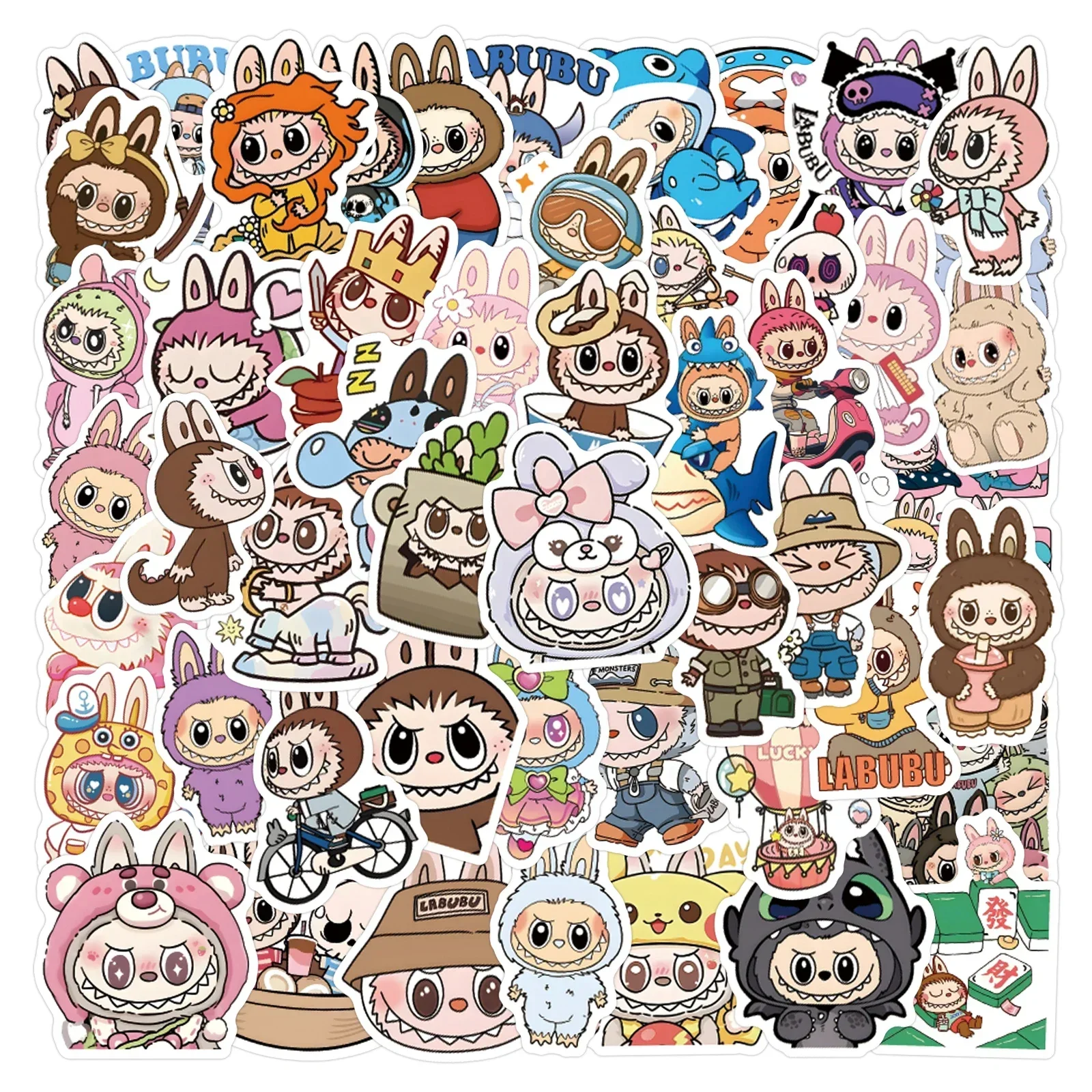 

Cute Labubbu Cartoon Sticker Kawaii Graffiti Decal for Water Bottle Laptop Skateboard Luggage Phone Car Motorcycle Kids Toy Gift