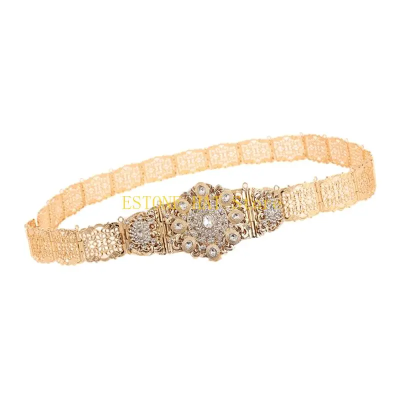 49MF Crystal Waist Chain Costume Aesthetic Metallic Caucasian Chain Jewelry for Jeans Body Jewelry for Women Girls