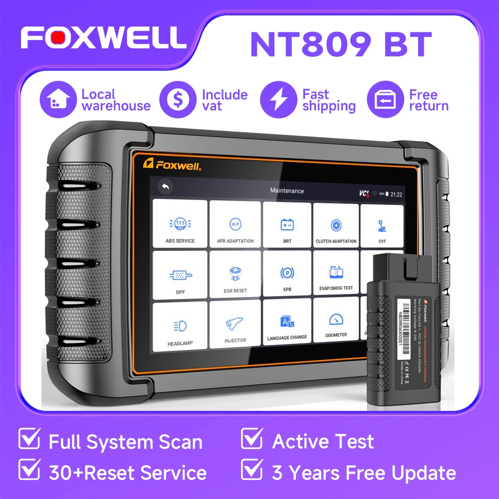 

FOXWELL NT809BT NT809 BT OBD2 Scanner 30+ Reset Service Automotivo Tool Active Test All System Car Diagnostic Tools