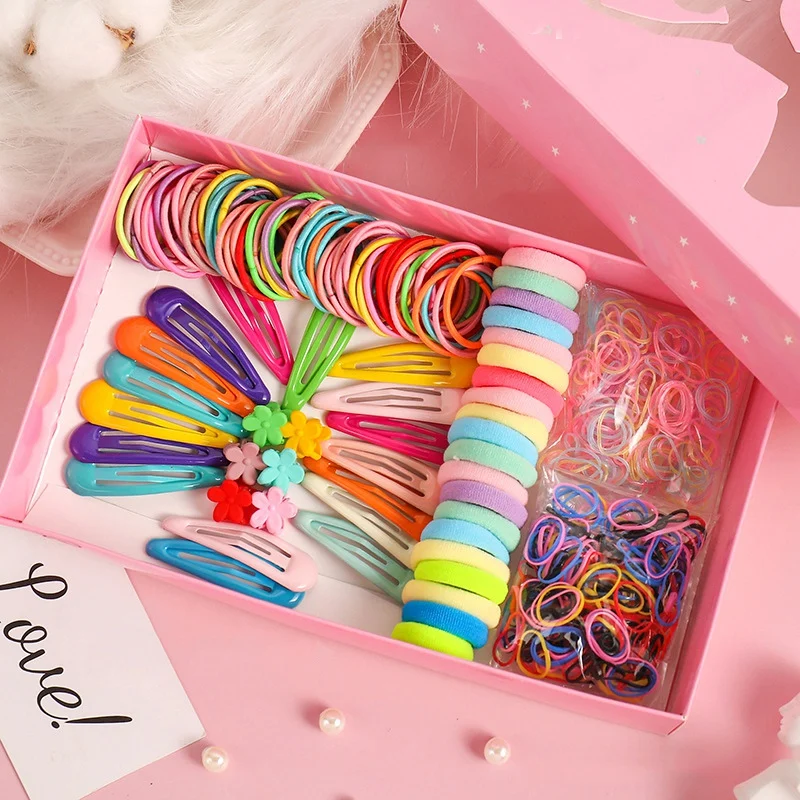 270/870Pcs Girls Hair Accessories Set Girls Colorful Hair Band Cute Flower Hairpins Children Headband Barrettes Kids Accessories