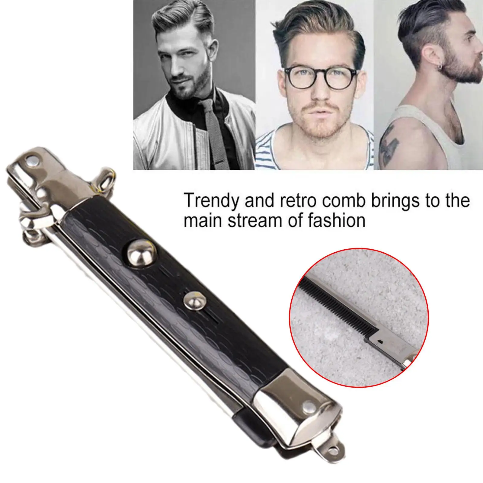 Folding Spring Comb Mens Womens Beauty Handmade Folding Pocket Clip Hair Moustache Beard Comb For Barbershop Pet Modelling