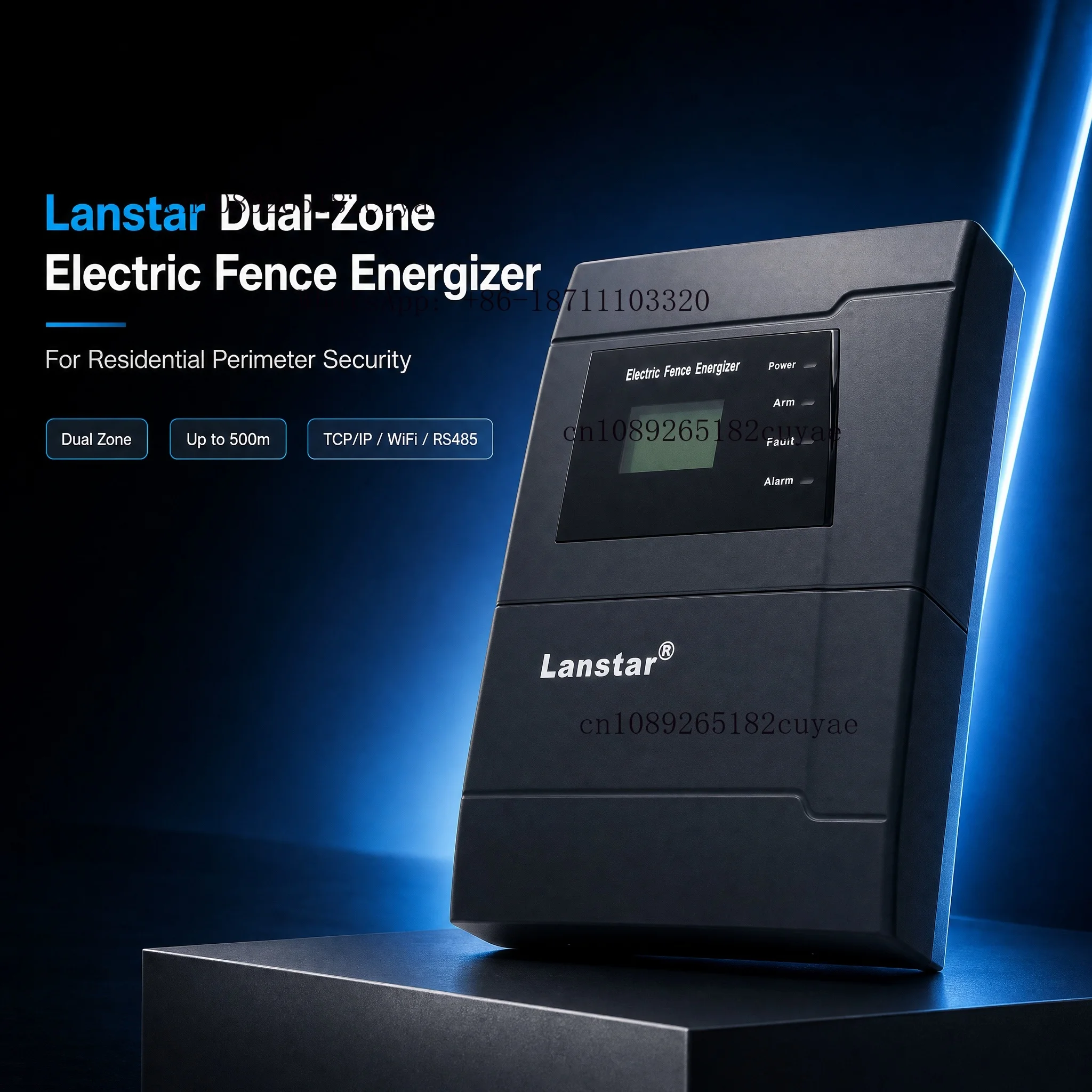 Lanstar Dual Zone Keyboard Control TCP/IP WiFi Water Resistant Economic Type Alarm Perimeter Residential Electric Fence