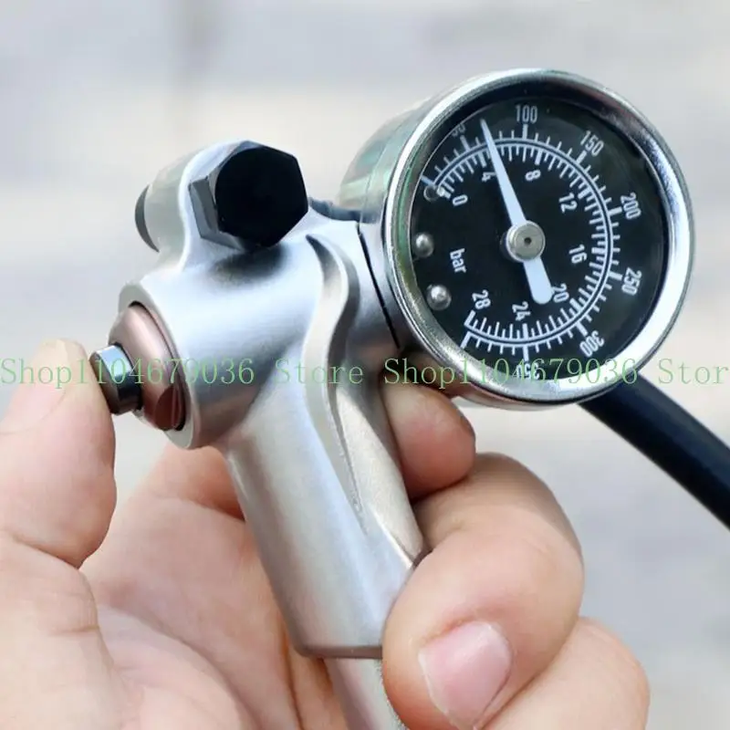 652F 400psi Bike Suspension Pumps with Gauges Rotatable Hose High Pressure Air Pumps Device for Front Fork Shock Absorbers