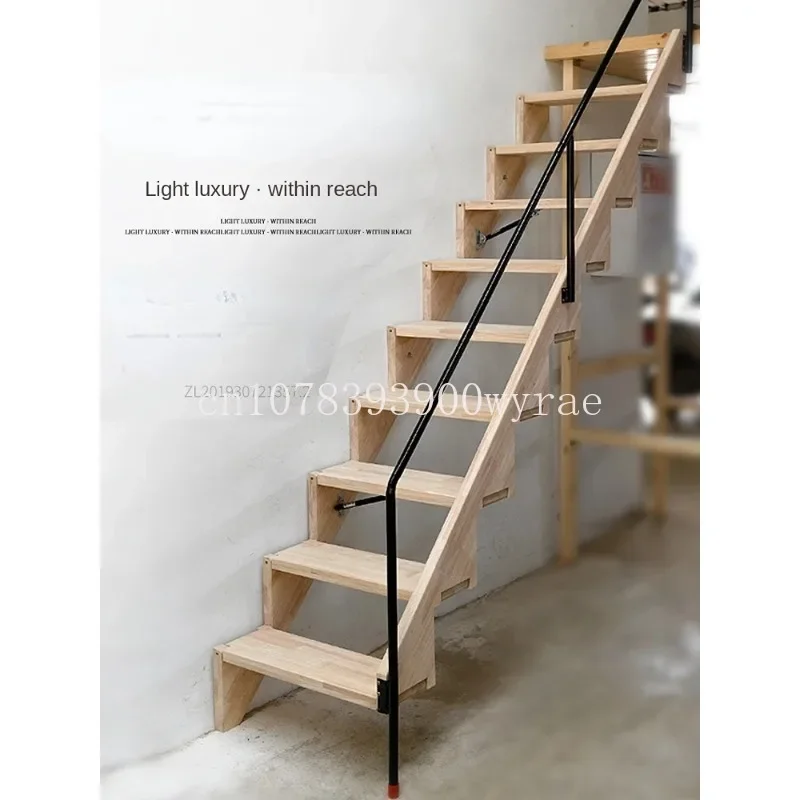 Household folding stairs, wall-attached storage stairs, loft, loft,red floor ladder, customized ladder