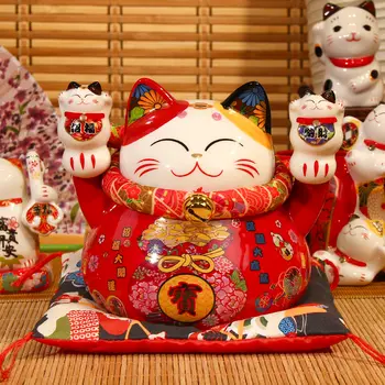 Japonská keramická kočka štěstí, prasátko, dárek k otevření obchodu s štěstím a prosperitou, dekorace na stůl pro domácnost. 8 nejlepší prodej velké keramické prasátko - №1