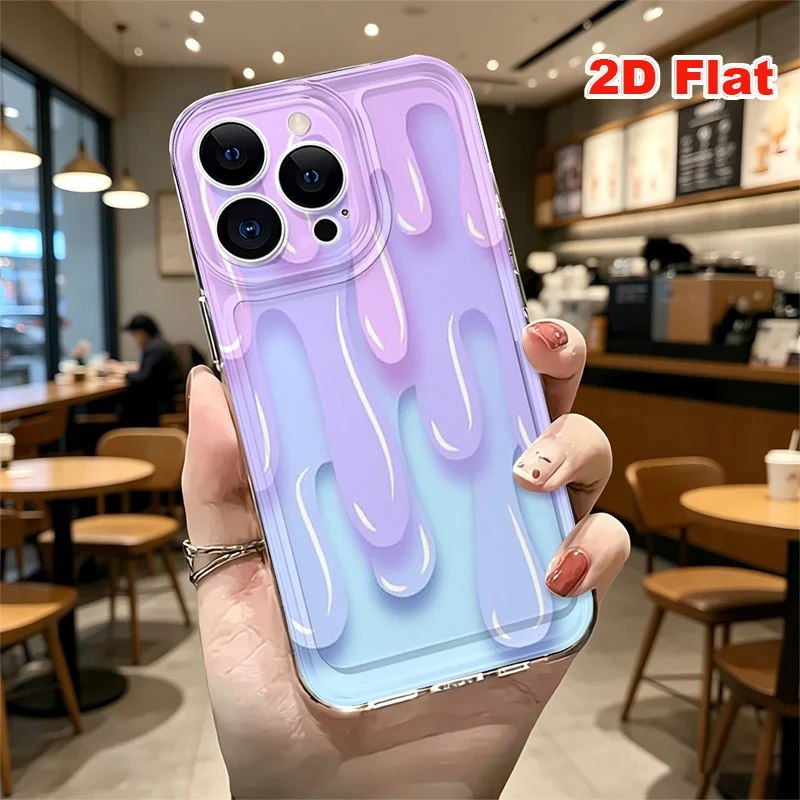 2D Flat Soft Silicone Phone Case For iPhone 17 Pro Max 16 18 Pro 13 11 15 14 Plus 12 17 16E 17Promax Shockproof Transparent Funda Cover