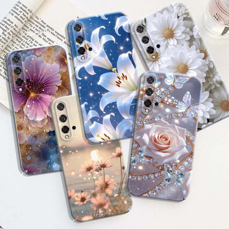 Capa de Luxo com Padrão Floral para Honor Play Magic 8 7 6 X9d X9c X9 X8b X8A X8 500 200 X50 X60 Lite GT Pro Capa Dura para Celular