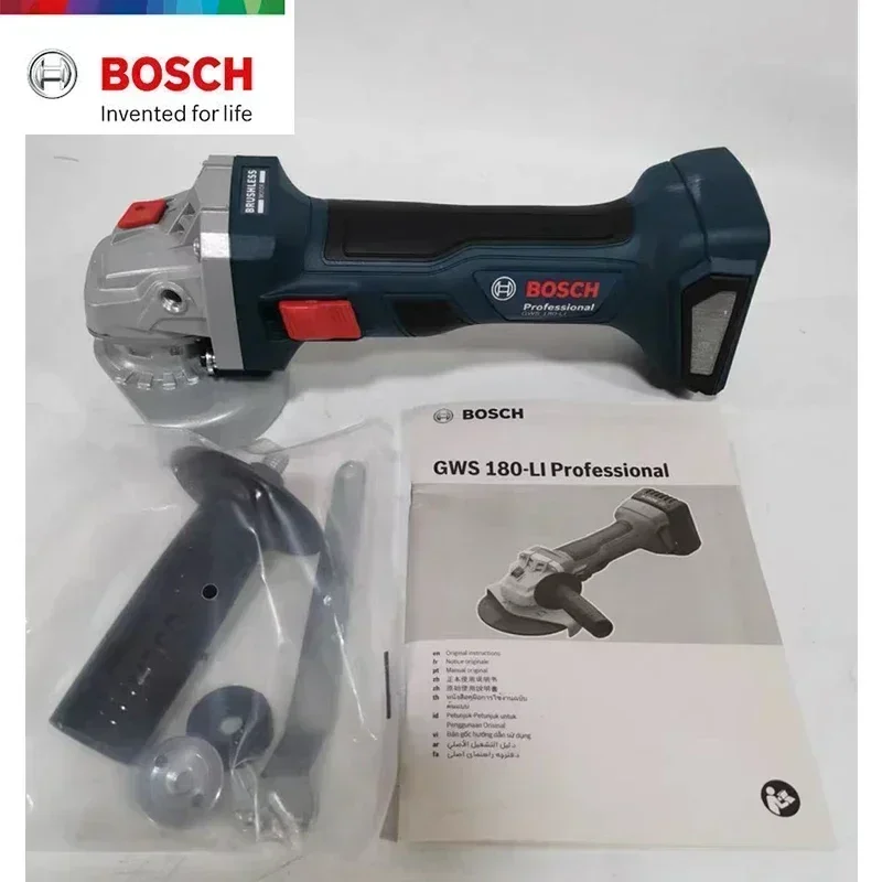 BOSCH Cordless Angle Grinder 100MM Brushless Motor Rechargeable Portable Cutting Machine Polisher 18V Grinding Tools GWS 180-LI