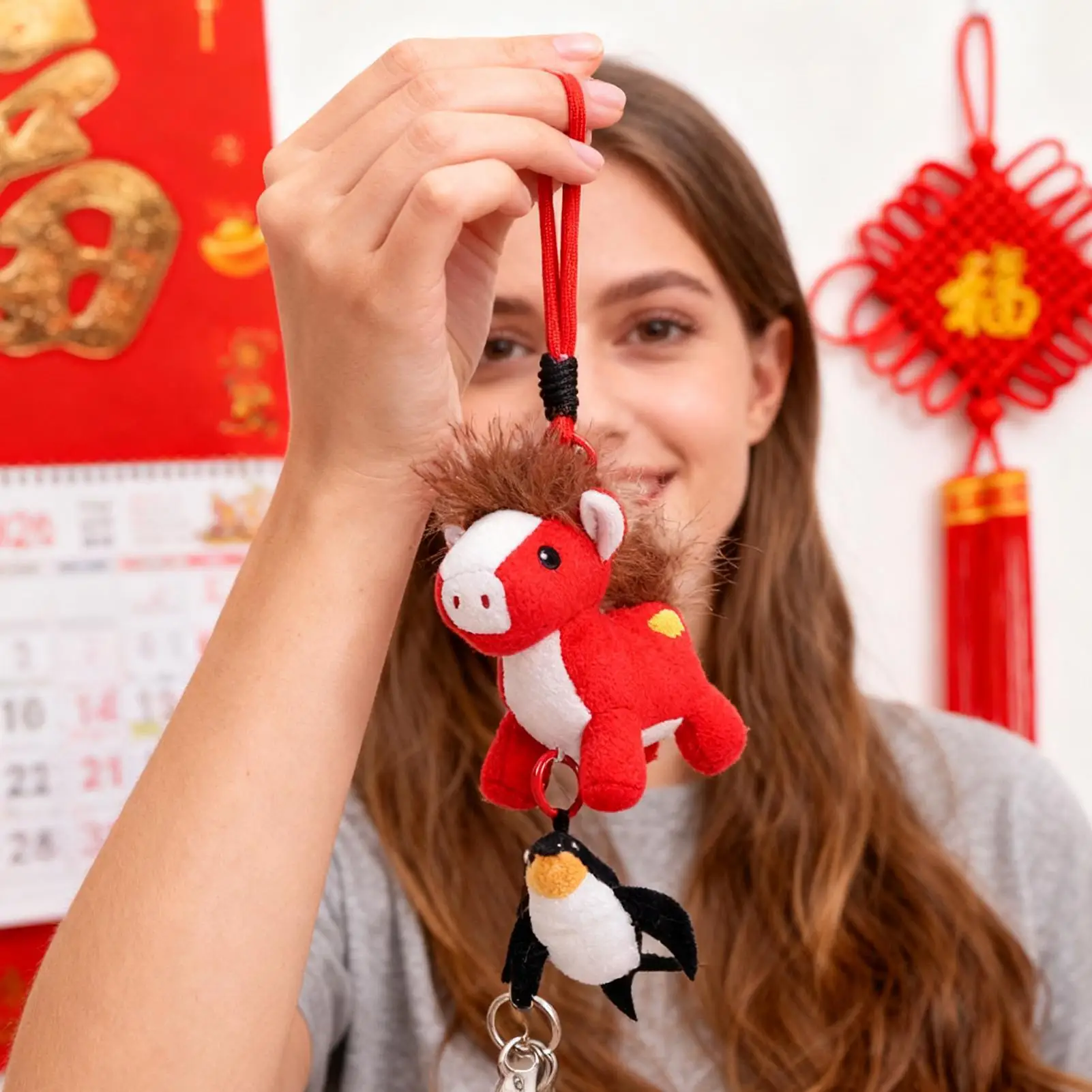 

Year Of The Horse Plush Keychain Cute Animal Doll Pendant Adorable Collectible Keepsake Gift for Women Girls Backpack Bag Charm