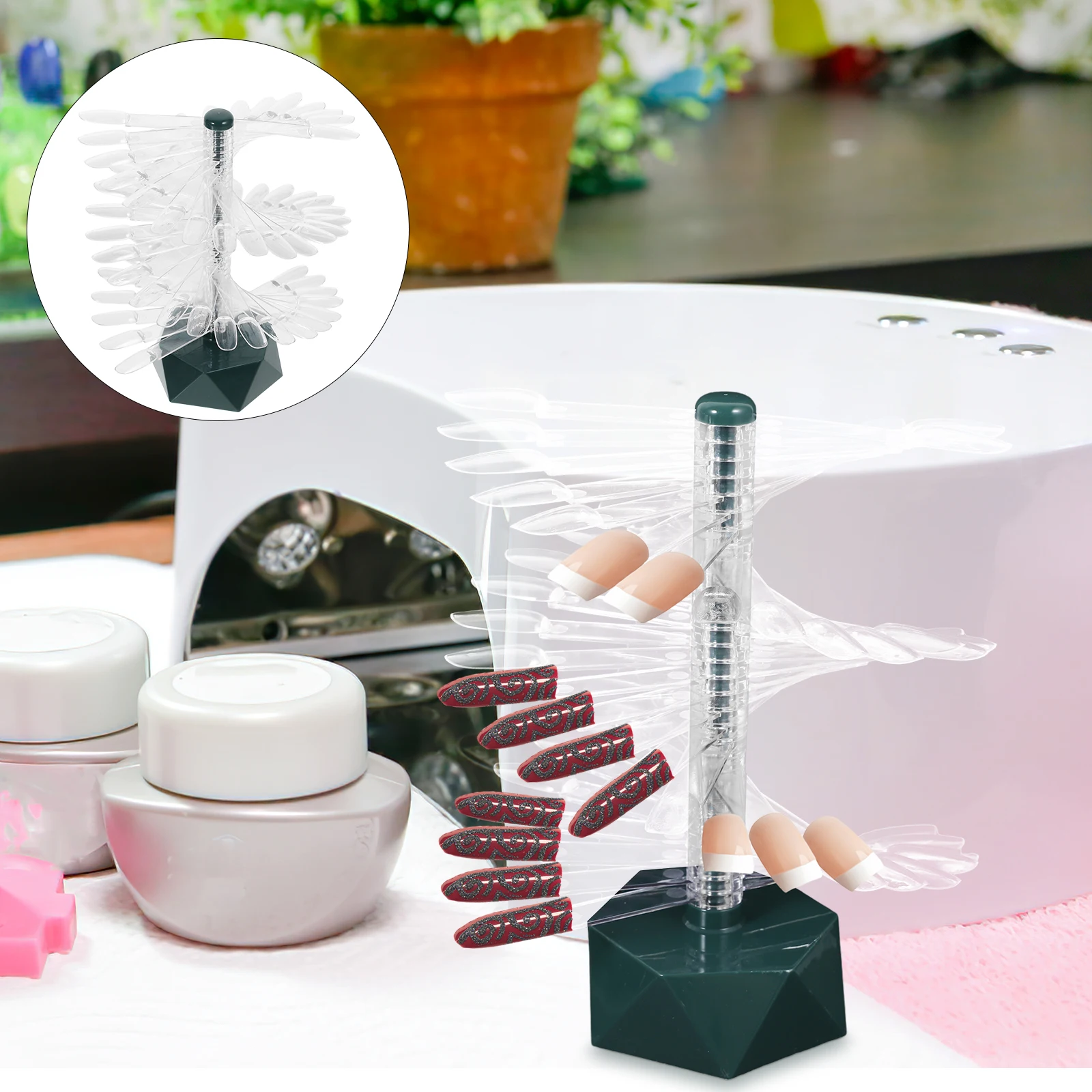 

Spiral Display Stand Clear Acrylic Sample Stick Nail Tips Display Holder Durable Nail Art Practice Stand For Manicure Salon Home