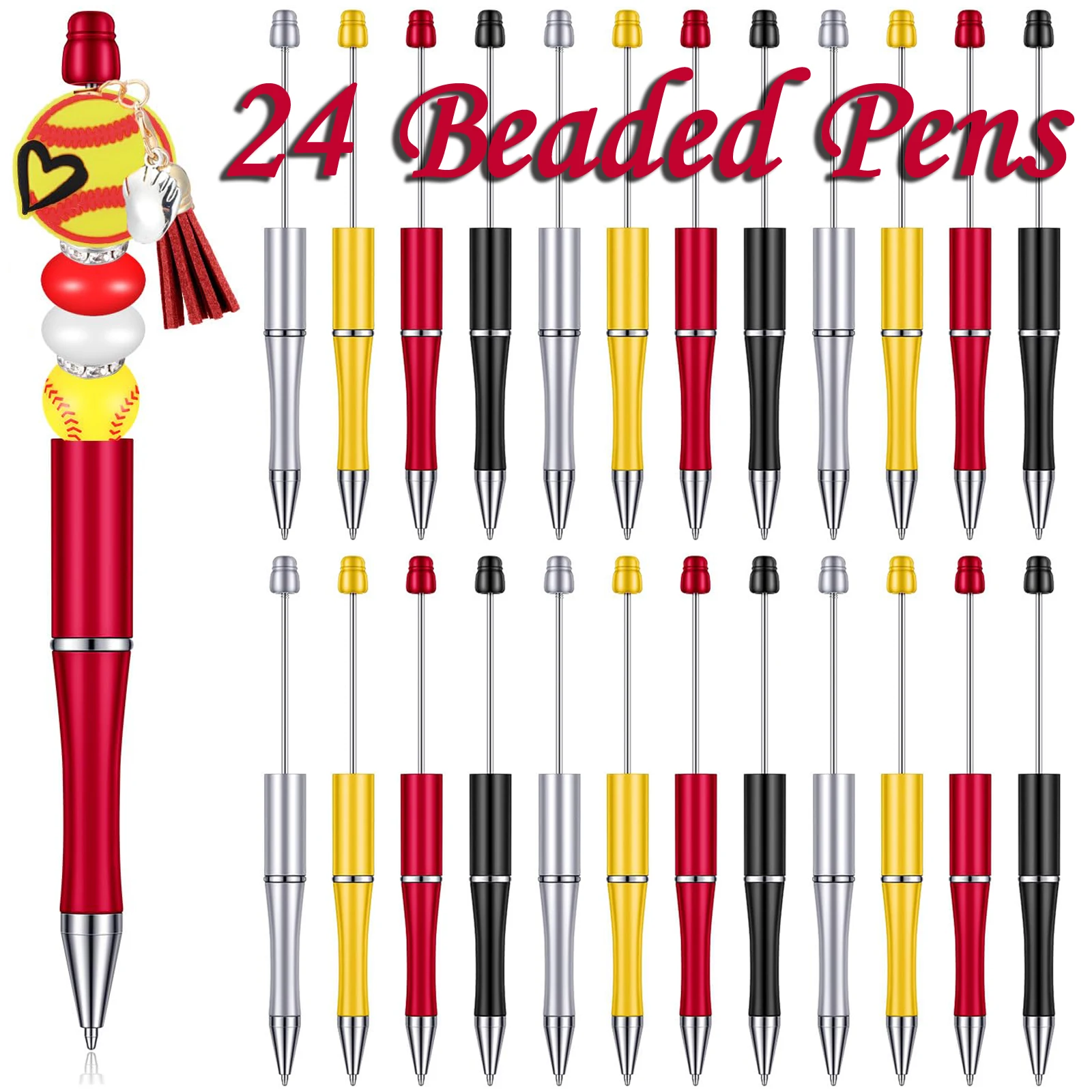 

24Pcs DIY Beaded Ballpoint Pen Manufacturers Sales Student Gel Pens Creative DIY Handmade Bead Pen Plastic Ball Pen Wholesale