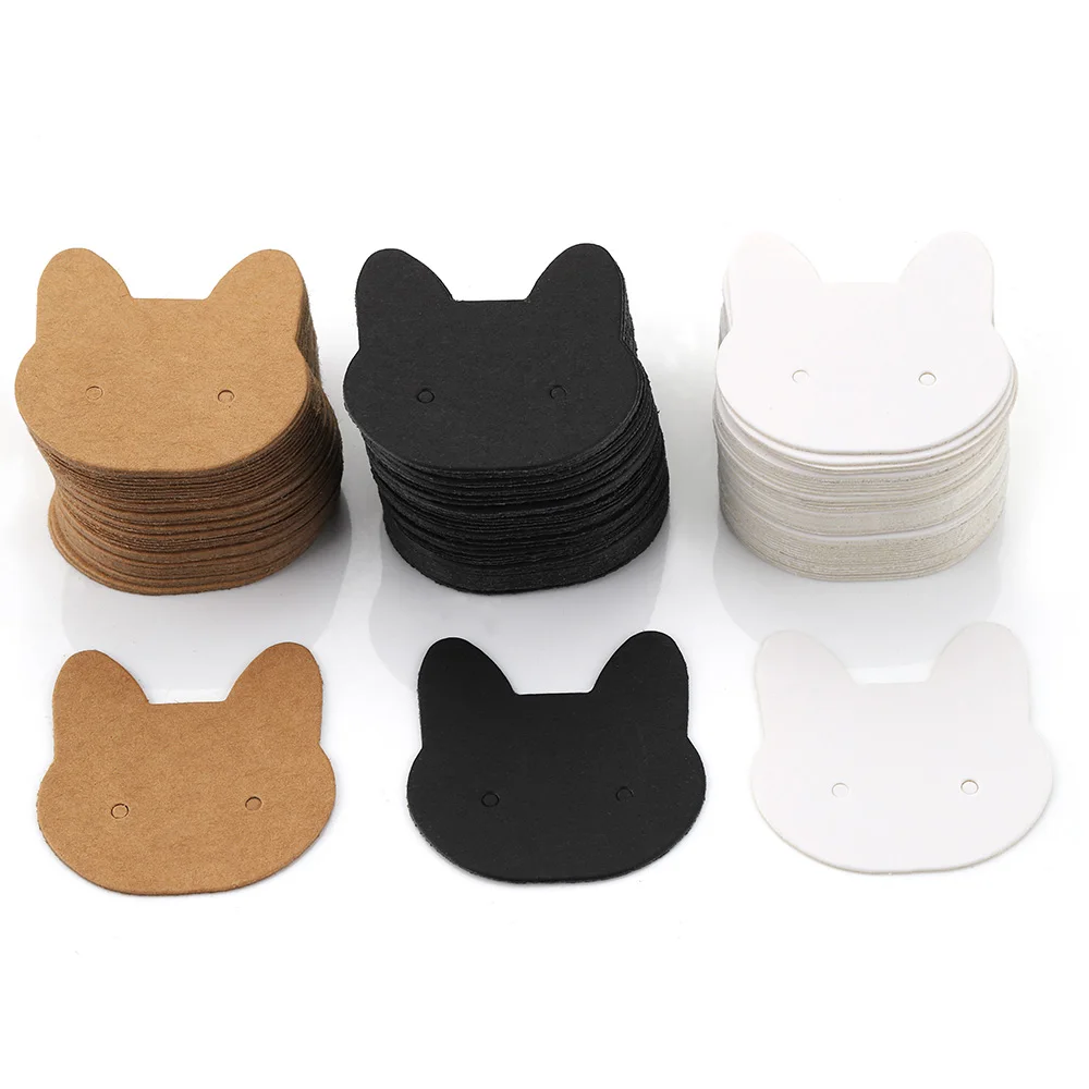 50pcs 3.5*3.5cm Cat Shape Display Card for Earrings Ear Studs Jewelry Cardboards Price Tags Necklace DIY Accessories