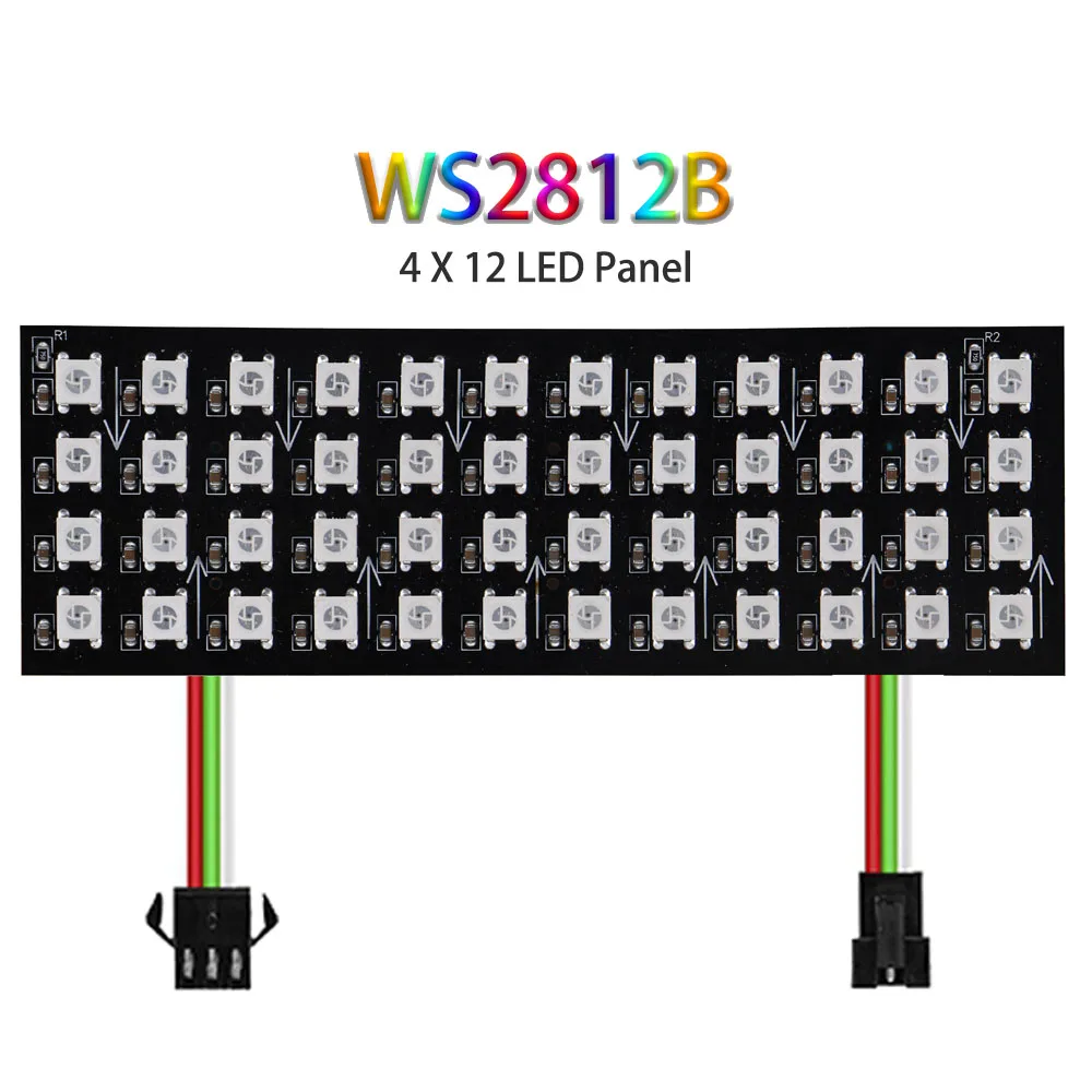 WS2812B LED Digital Flexible Individually Addressable Panel Light 4X12 48Pixels WS2812IC Module Matrix Screen DC5V ﻿