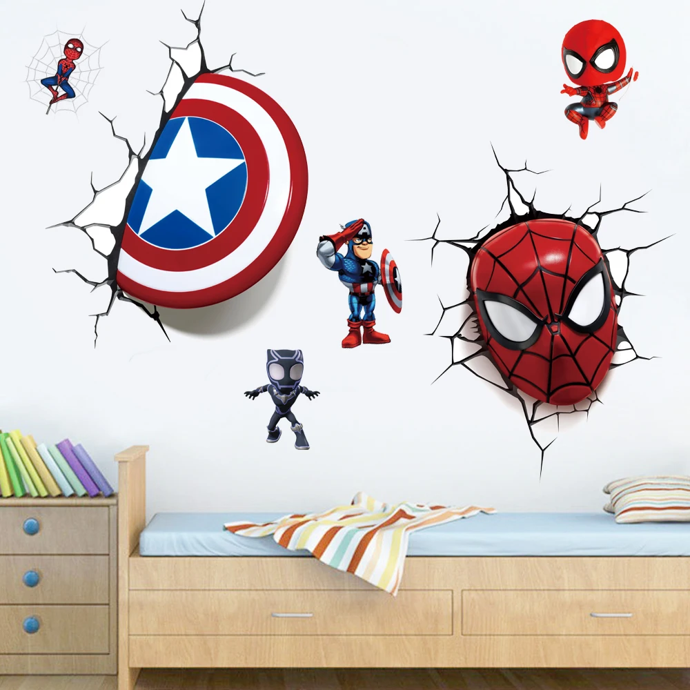 Cartoon Avengers 3D wall stickers living room bedroom wall decoration Super hero movie poster wall stickers for kids rooms