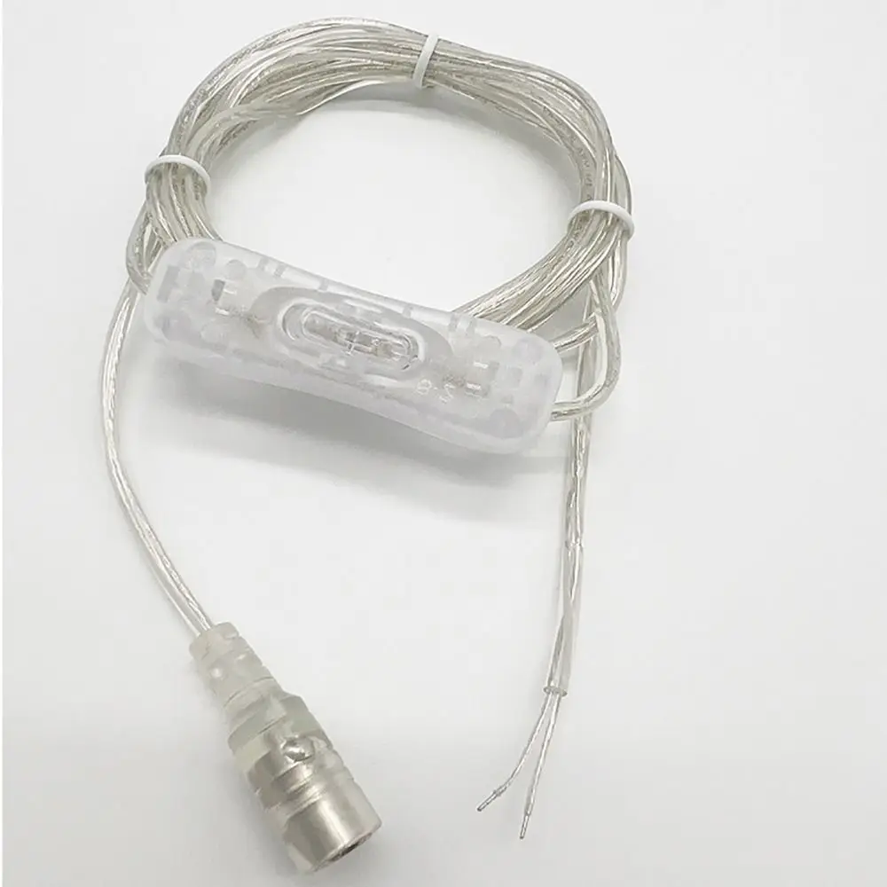 1Pcs 2M DC Power Cord 22AWG 5V 12V DC Extension Cable On Off Button Transparent Switching Cable for Neon Lamp Power Supply